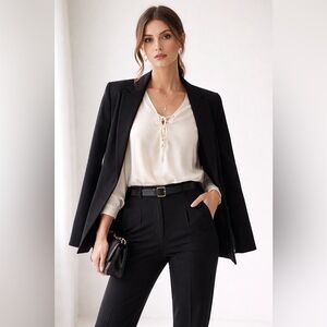 NWT  Aritzia Wilfred Free Classic White  Front  Tie Y2K Blouse Top Size Large